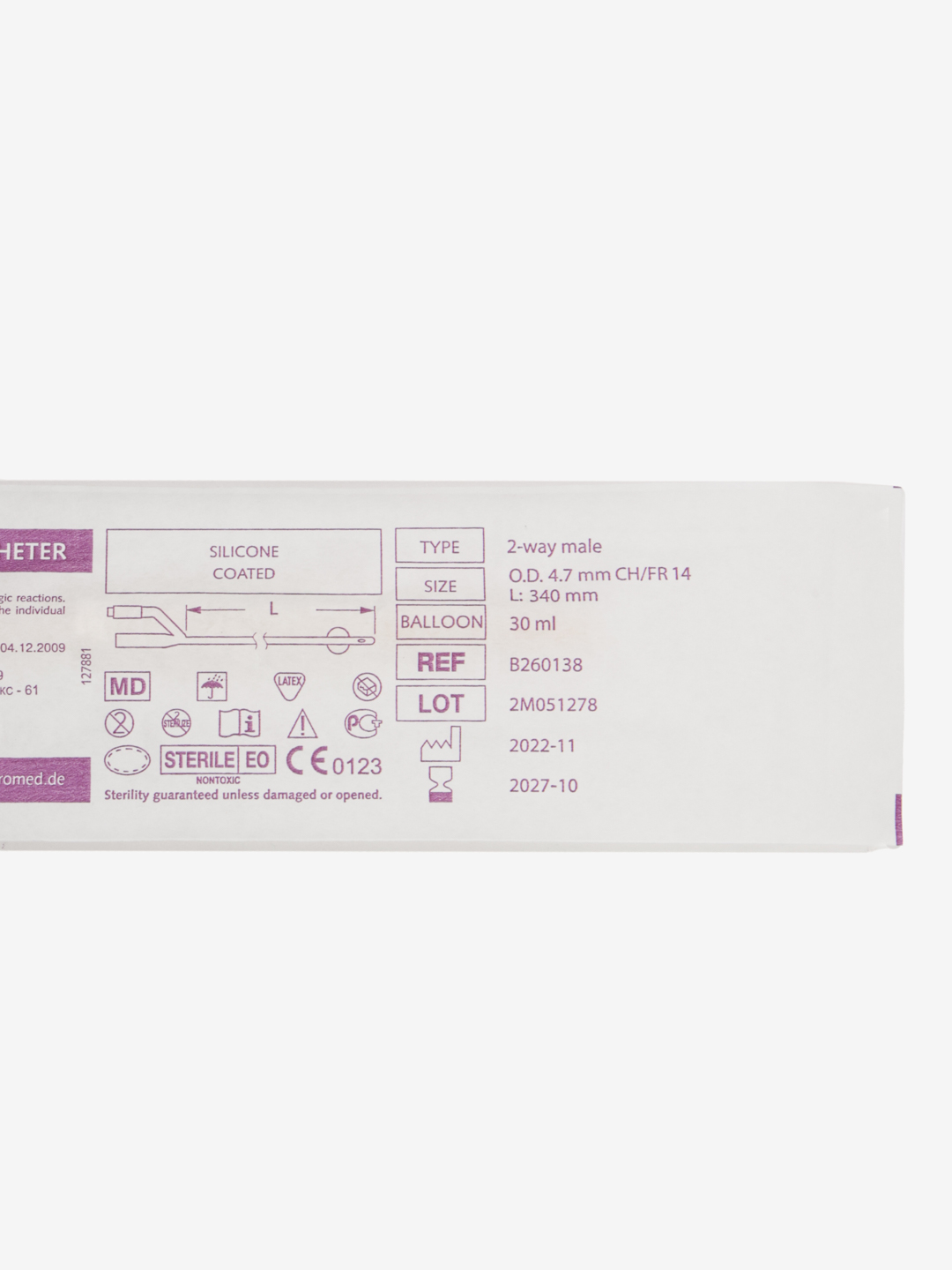 BEROCATH® Latex Foley Catheter, 2-Way, Male раз CH/FR 14, L: 340 mm, BALLOON: 30 ml