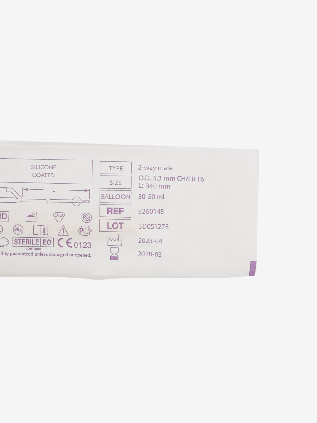 BEROCATH® Latex Foley Catheter, 2-Way, Male раз CH/FR 16, L: 340 mm, BALLOON: 30-50 ml