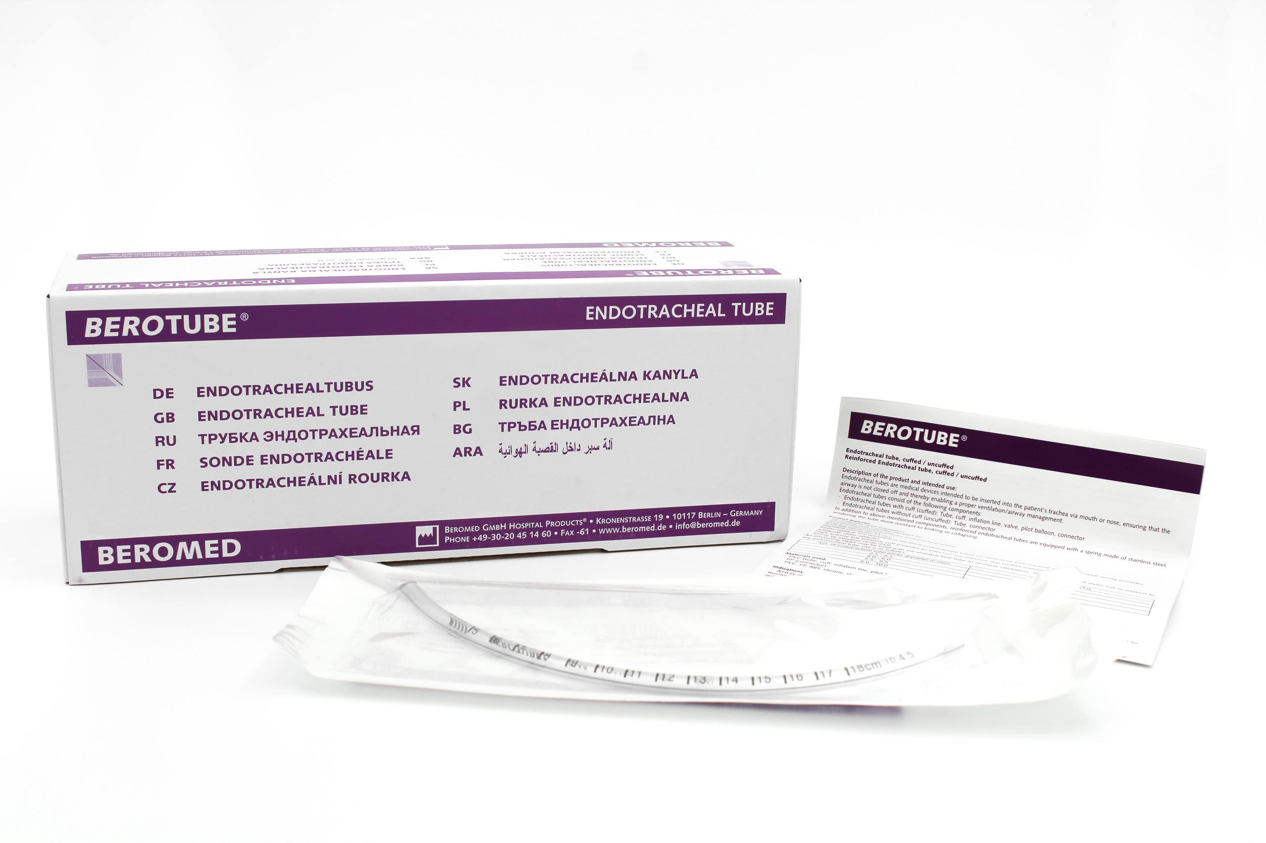 Трубка эндотрахеальная "BEROTUBE®", тип без манжеты