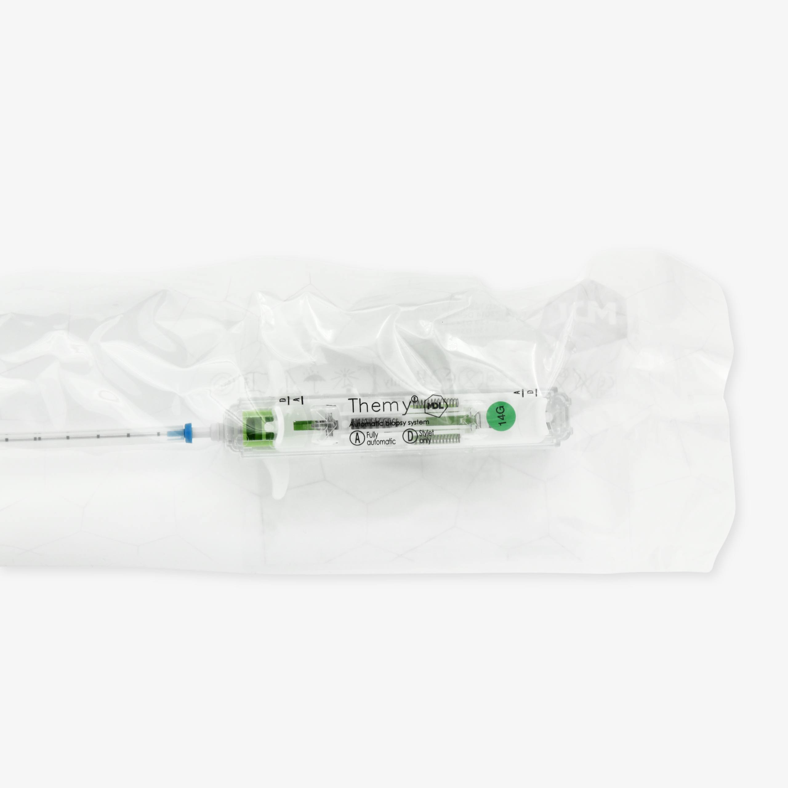 Автоматический биопсийный пистолет однократного применения «THEMY» с иглой для биопсии мягких тканей