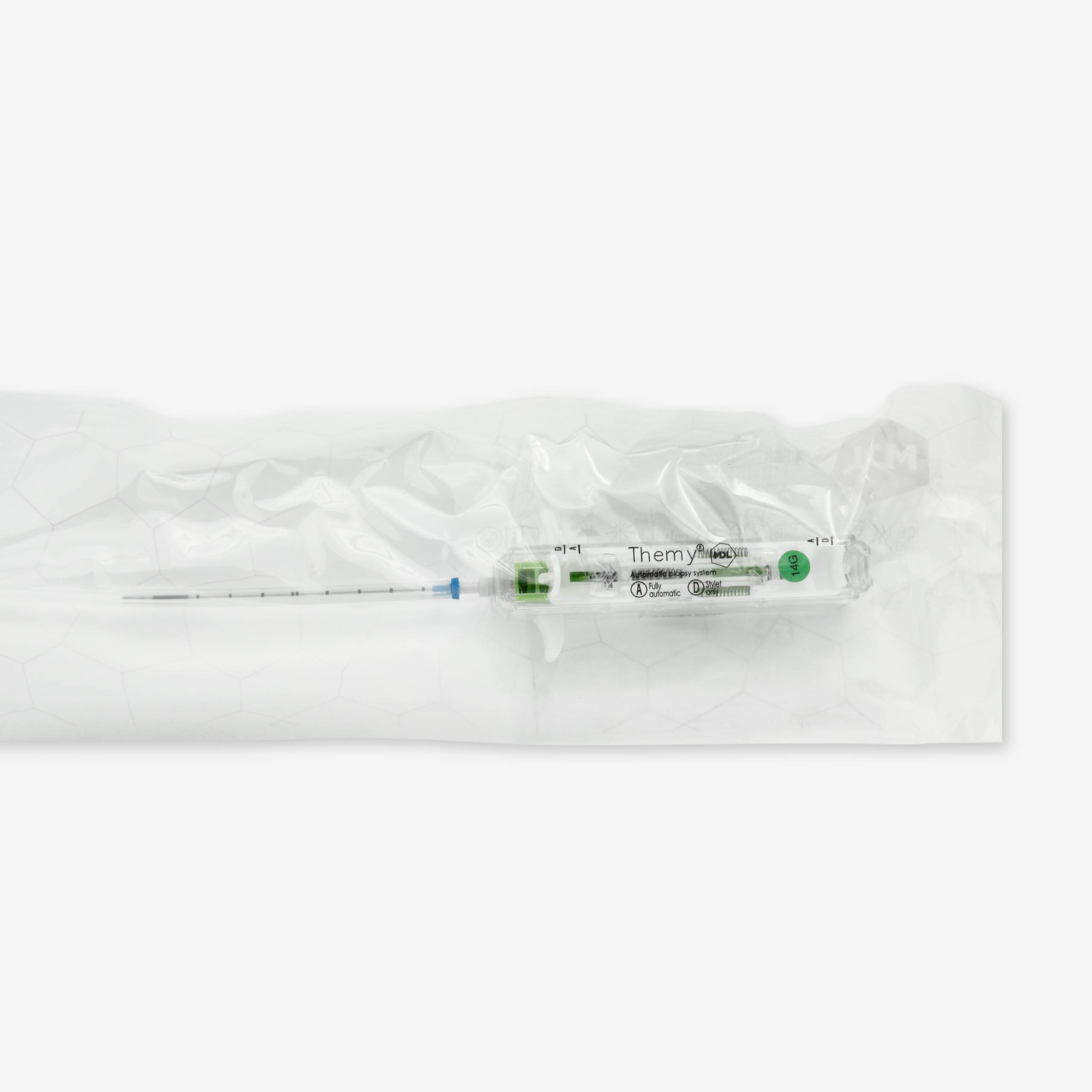 Автоматический биопсийный пистолет однократного применения «THEMY» с иглой для биопсии мягких тканей