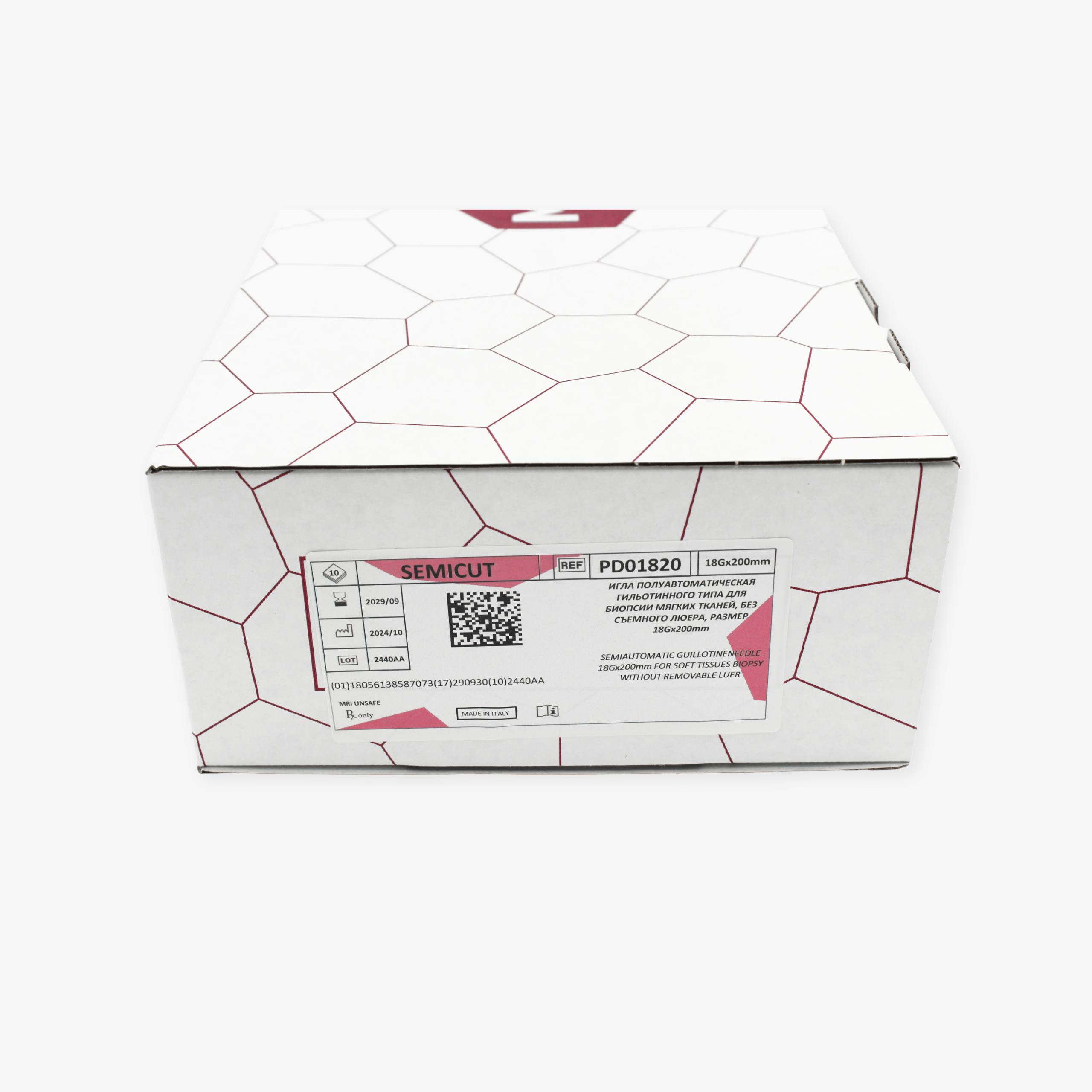 Полуавтоматическая гильотинная игла для биопсии мягких тканей «SemiCut», без съёмного люера