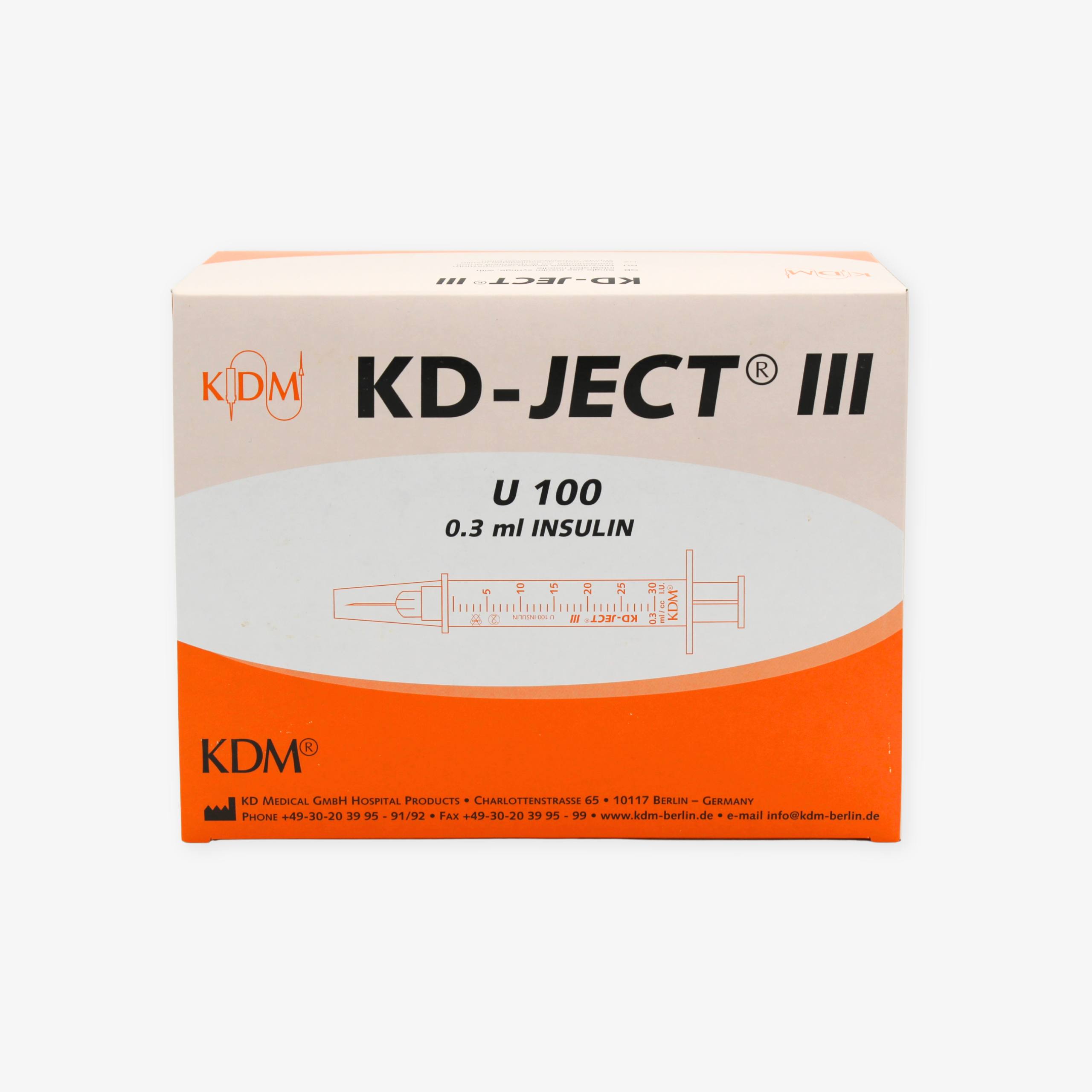 Инсулиновый шприц KD-JECT® III, однократного применения, со встроенной иглой, U-100