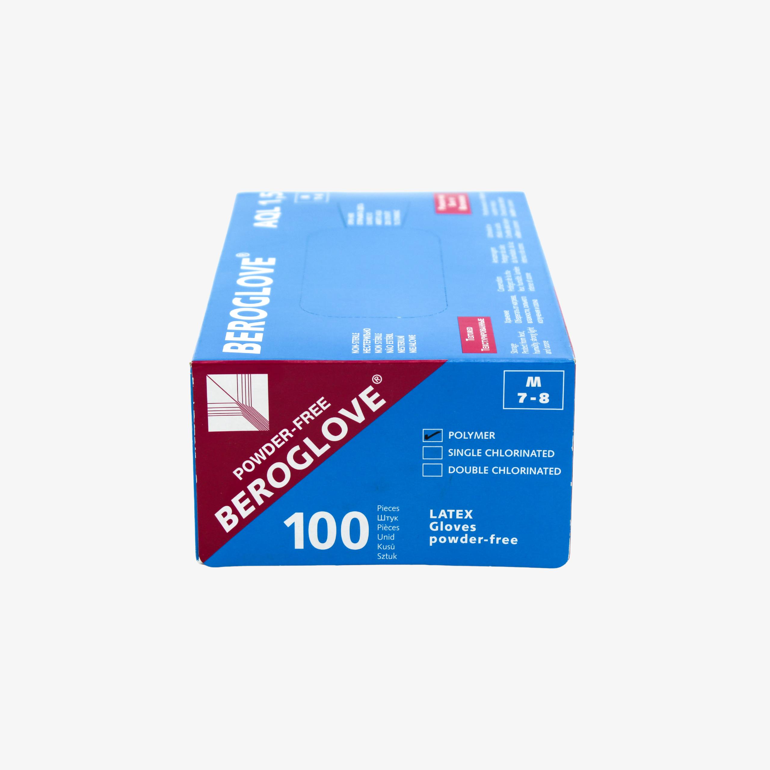 Нестерильные латексные перчатки BEROGLOVE®, неопудренные, с полимерным покрытием