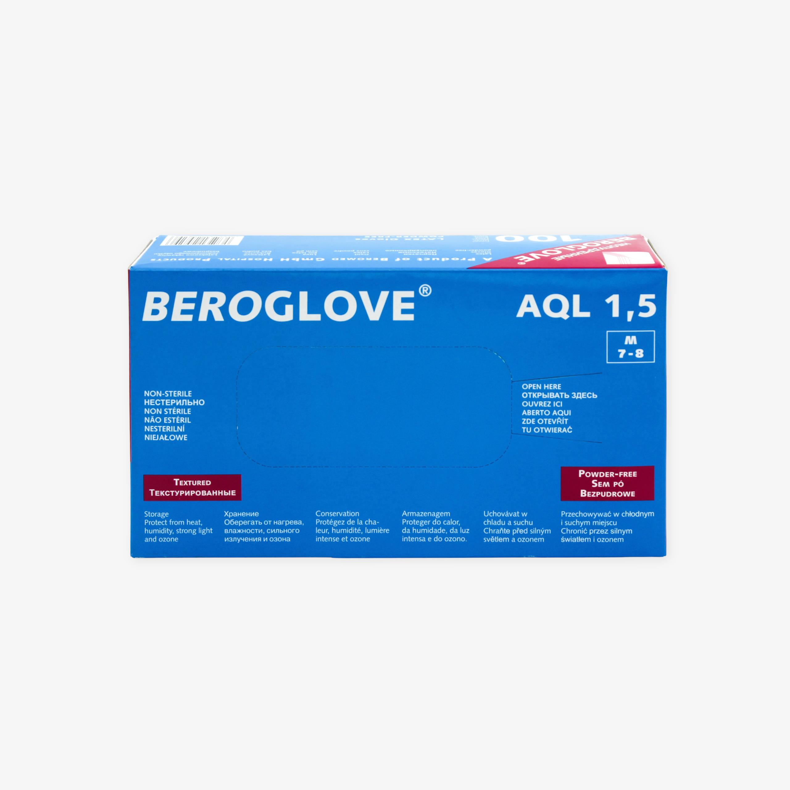 Нестерильные латексные перчатки BEROGLOVE®, неопудренные, с полимерным покрытием