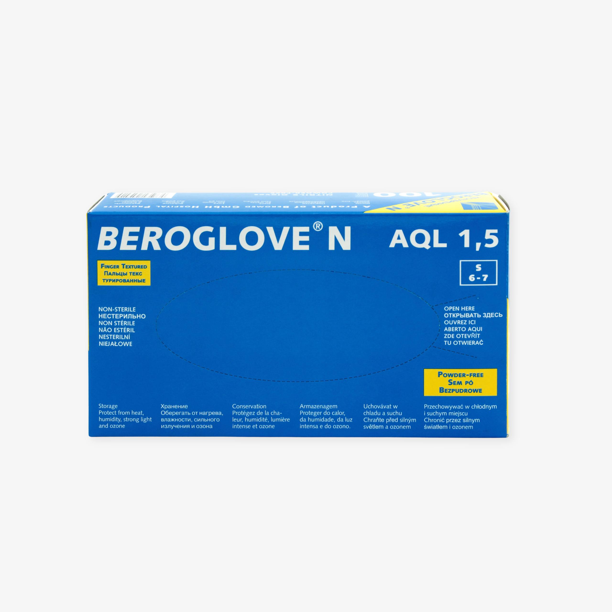 Нестерильные нитриловые перчатки BEROGLOVE® N, неопудренные, тёмно-синие