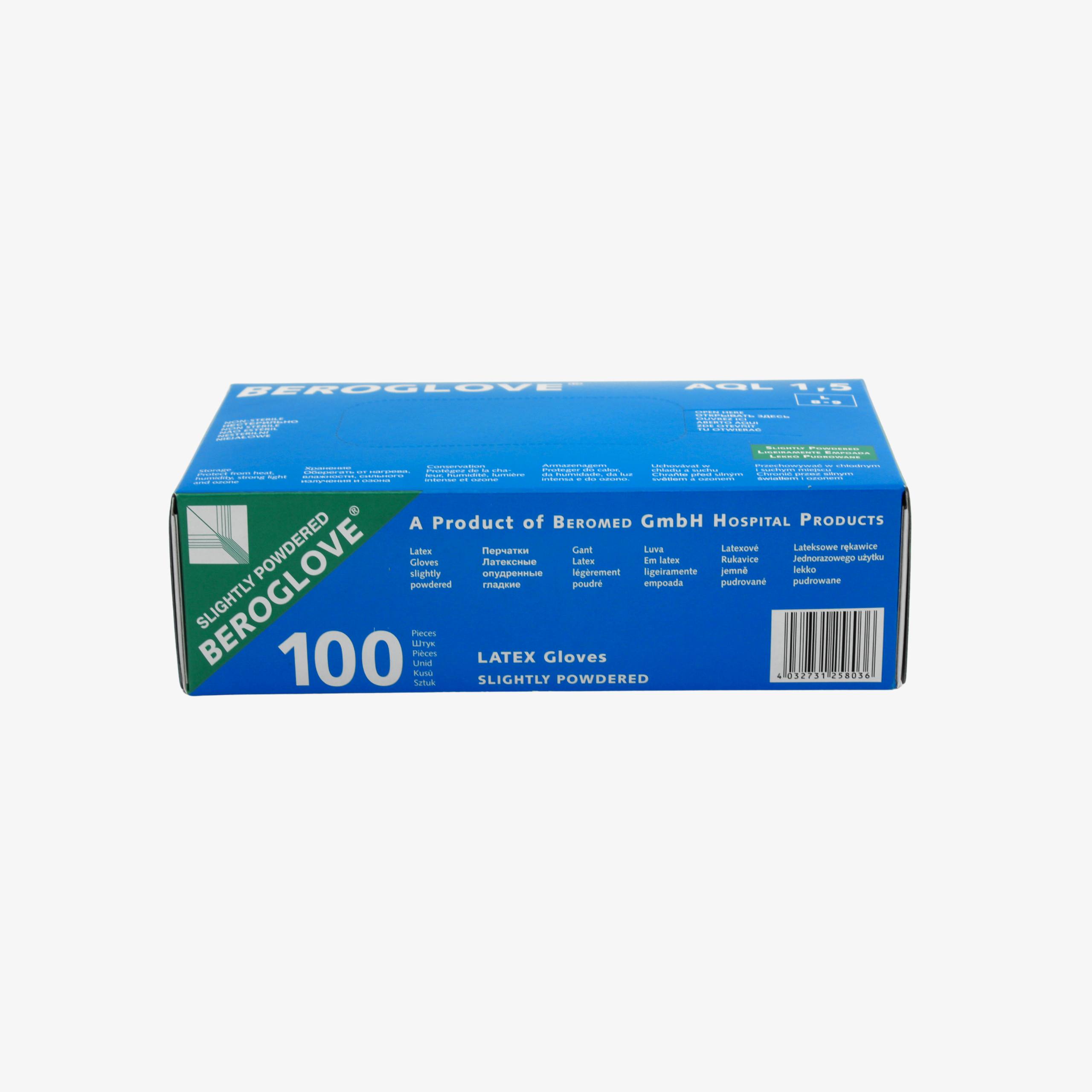 Перчатки нестерильные латексные, опудренные, BEROGLOVE®