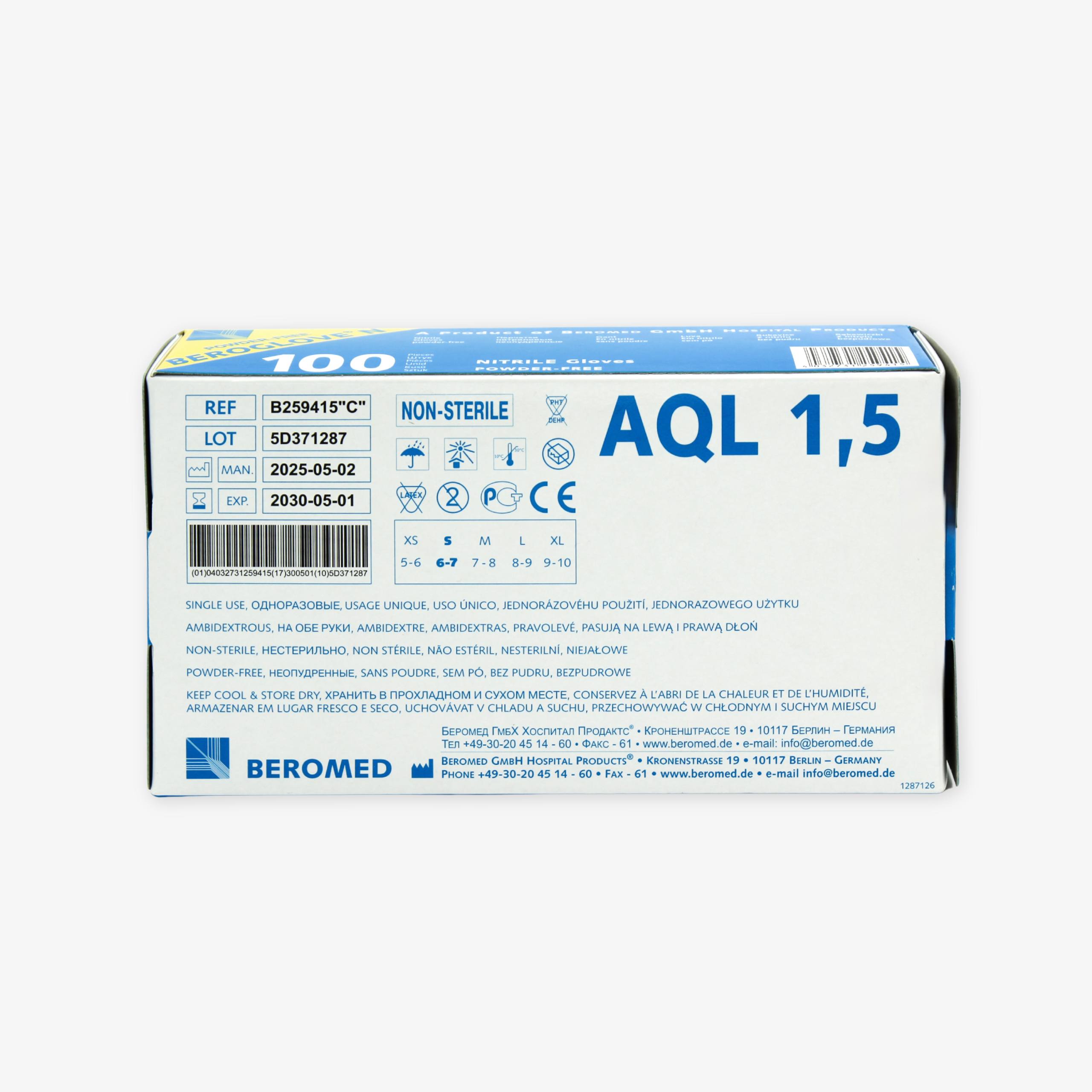 BEROGLOVE® N Powder-Free Non-Sterile Nitrile Gloves (Blue)