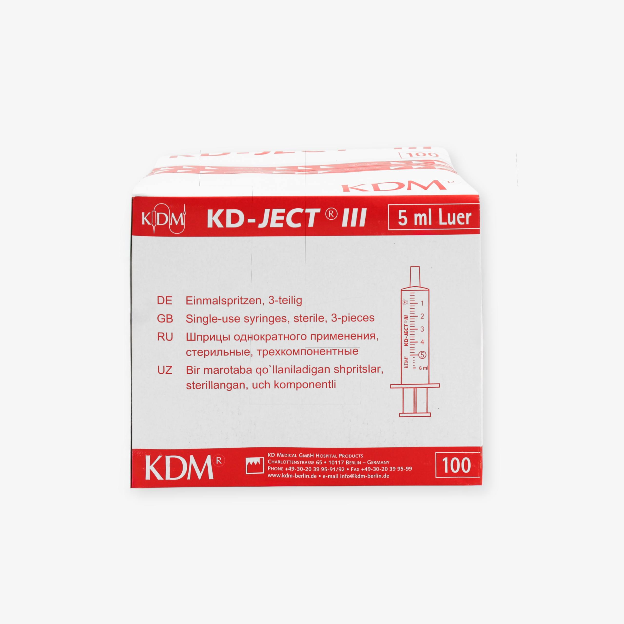 KD-JECT® bir martalik, uch komponentli shprits, igna bilan, Luer