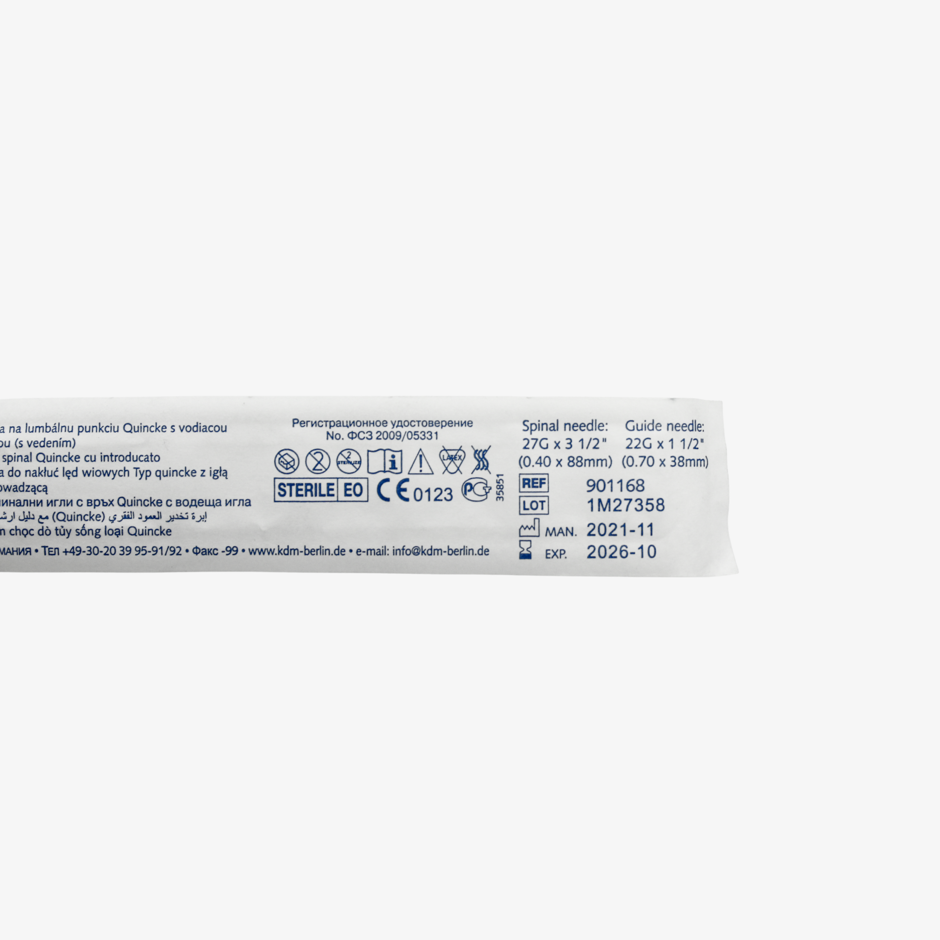 Иглы спинальные KD-FINE®, Quincke, с направляющей иглой