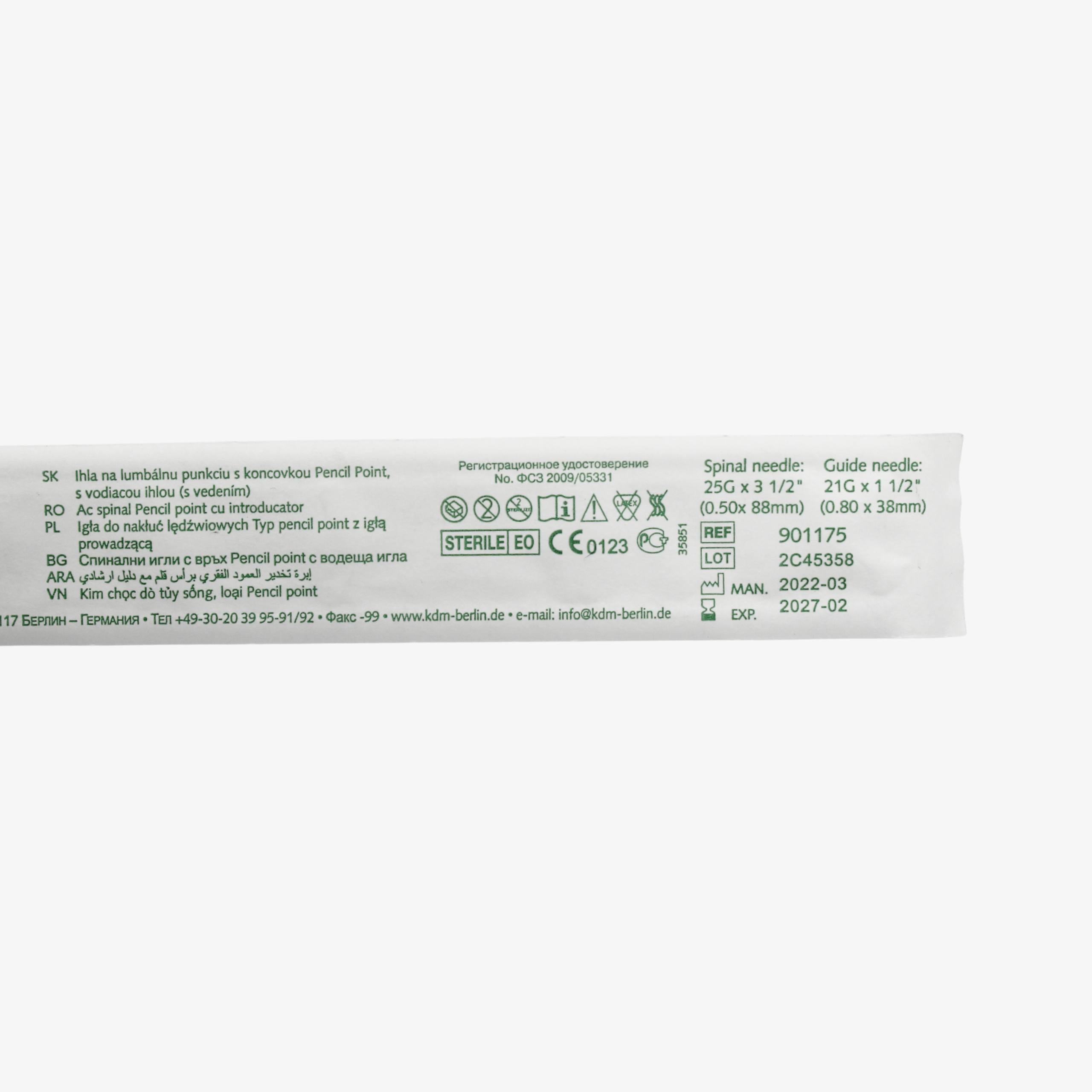 KD-FINE® Pencil Point turidagi spinal ignalar, yo‘naltiruvchi igna bilan